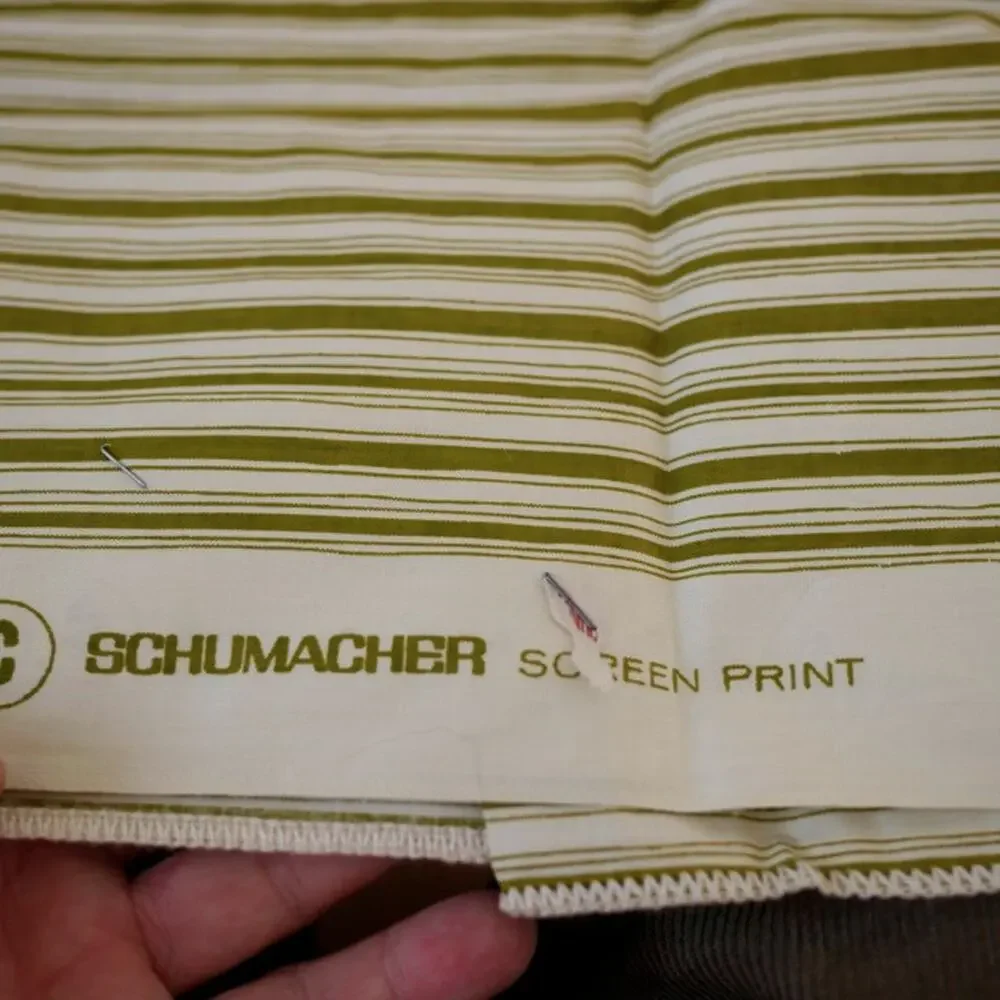 Lot 5 Vintage Stripe Gingham Green White Quilt Cutter Fabric Pieces Schumacher